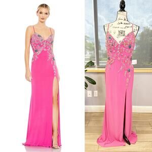 MULTI COLOR BEADED FLORAL CAMI GOWN 42006 Size 8 Candy Pink